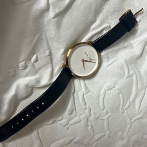 Mk leather watch black